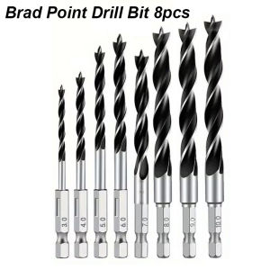 Brad Point Drill Bit Set Self Center Outer Spurs Double Flute Three Pointed Metric Woodwork Hard Wood Plastic MDF Carpentry Tool