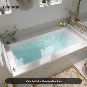 GUOGAN | Compact Inbuilt Rectangular White Double-person Bathtub