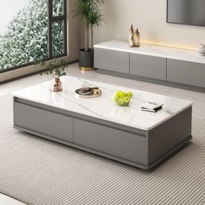 ZHUOHE | Elegant Modern Square Coffee Table Rock-plate Color