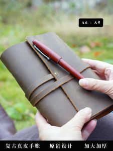 Large Capacity Durable Leather Notebook A6 Vintage Handmade Travel Binding Mad Horse Leather Notebook/Todo List/Journal