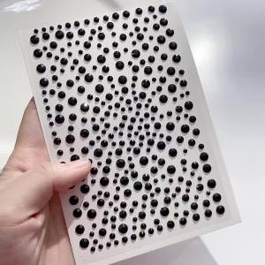 1Pcs 3D Dark Black Face Jewelry Tattoo Stickers Mixed Round Rhinestone Fake Tattoo for Children Masquerade Stage Makeup Gemstone