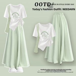 NEEDARNA | Stylish and Popular Green Waist Accentuated Dress