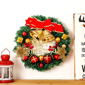 Yo-Fun 40cm Christmas Wreath Door Decorations Shopwindow Tree Door X-mas Decors Santa Claus Pasko