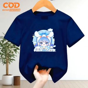 Pakaian Atasan Anak Laki-Laki dan Perempuan Usia 1-12 Tahun Bergambar Cinnamoroll and Friends Lengan Pendek