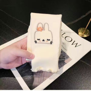 กางเกงขายาวทรงเข้ารูปยืดหยุ่นสูงสำหรับเด็กผู้หญิง กางเกงขายาวลำลองฤดูใบไม้ร่วง 2025 สำหรับเด็ก เอวกลาง ผ้าฝ้ายผสม