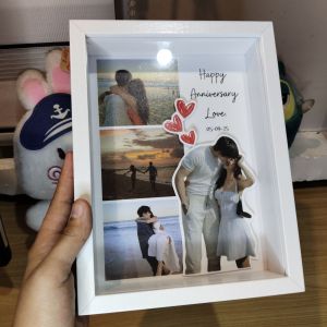 3D Anniversary Monthsary Frame | 8inches | Bubble Photo in Box Style Frame | Customized
