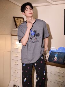 GONGDIE | Cooling Home Wear For Teen Boys Cotton Short Sleeve and Long Pants