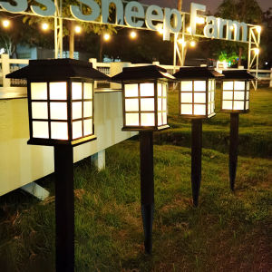 2Pcs Solar House Shape Lawn Lamp Garden Corridor Landscape Lighting LED Outdoor Solar Ground Lights for Home Villa Decoration