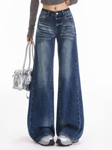 กางเกงยีนส์ทรงหลวมเอวต่ำสไตล์อเมริกันย้อนยุคสำหรับผู้หญิง กางเกงขายาวทรงตรงเอวสูง ทรงหลวม ทรงหลวม ทรงหลวม