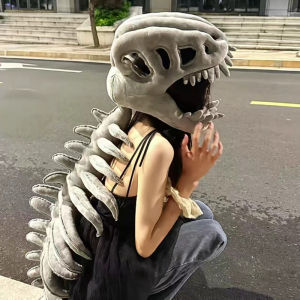 75/115CM Realistic Dinosaur Skeleton Costume Set Funny Headgear Cosply Dress up Clothing Plush Toys Creative Gifts