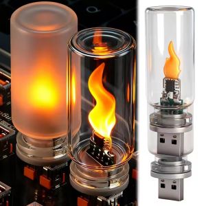 2Types USB Car Ambient Lamp Night Light 5V Led Flash Candles Light Bulb LED Lighting for Holiday Auto Interior Decoration