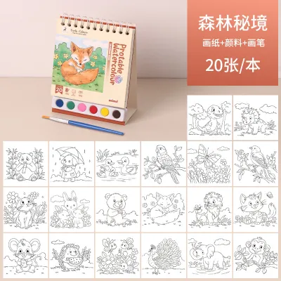 Bview Art Creative Kids Spiral Gouache Painting Set with Paints DIY Coloring Doodle Book & Tabletop Art Kit