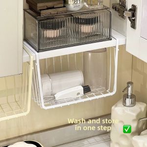Multifunctional Bathroom Organizer Drainable Hanging Basket