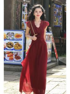 SHANGSHA | Elegant and Luxurious Uniquely Stylish Red Dress