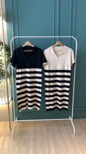D11813 Kyo Half Striped Knit Dress