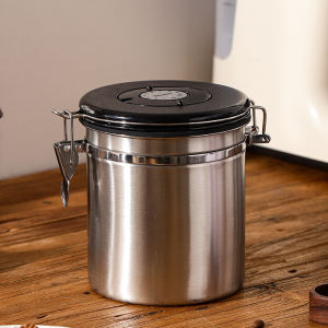 LOLITA 3 Colors 1.5L/1.8L Airtight Coffee Canister Stainless Steel Container Coffee Ground Vault Jar with Valve for Kitchen