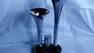 Dobel Bel Truk Angin Elektrik 24V 30cm Warna Silver untuk Hino500/Fuso