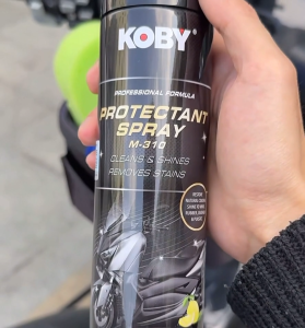(SG Seller) ★ Koby Motorcycle Protectant Spray M-130 (250ml) ★ Cleans Shines Removes Stains to Rubber Leather Plastic Metal Surface Care Preserve Restore Polish Maintain Cleaner Cleaning Refurbish Wax Shiny Lemon Fragrance Scent Exterior Maintenance