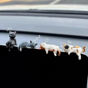 NEW 5PCS Kawaii Cat Figurines Cute Cartoon Kitten Statue Mini Decor for Phone Desk Shelf Home Room Car Decor Gifts for Kids