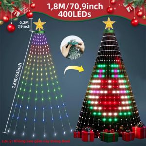 Đèn LED Thông Minh RGB Trang Trí Cây Thông Noel 400 Đèn LED Sử Dụng Trong Nhà Và Ngoài Trời Điều Khiển Bằng Ứng Dụng/điều Khiển Từ Xa Có Thể Điều Chỉnh Độ Sáng Đèn Dây Trang Trí Ngày Lễ