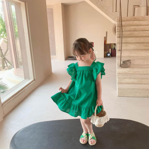 Bear Leader | Bear Leader Summer Girls Dresses Flying Sleeve Dress Casual Ruffled Dresses Solid Back Bowknot A Line Baby Dresses Kids Clothes