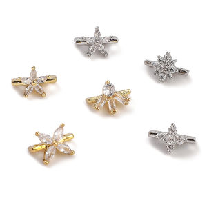1pc/bag 14K Copper Double Hole Diamond Single Zirconium Spacer Bead For DIY Handmate Jewelry Accessories