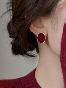 YICAN | Vintage Burgundy Velvet Earrings S925 Silver