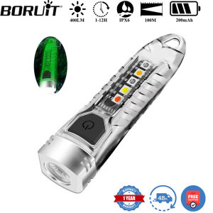 BORUiT V1 400LM EDC UV LED Keychain Flashlight Type-C Rechargeable 200mAH Work Light Torch Waterproof Camping Pocket Lantern