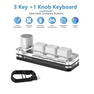 Mini Macro Mechanical Keyboard 3 Keys 1 Knob USB RGB Gaming Custom Programming Knob Portable Custom 3Keys Switch For Photoshop