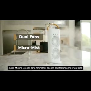 NEW Rechargeable Double Ended Spray Fan with Air Cooler Humidifier Water-cooled Double Head Mist Fan with RGB Backlight Portable Household 3 Gears Outdoor Fan 280mL Water Tank with Colorful LED Light