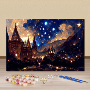 Hogwarts Night DIY Digital Oil Painting Cartoon Anime Hand-drawn Coloring Handmade Stress Relief Oil Painting Decoration Artwork