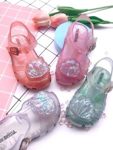 MINI MELISSA SANDAL JELLY PVC ANAK MODEL POSSESION CUTE SHEL GLITTER PEARL  ( SIZE 22/23 - 30 ) SMALL CUTT