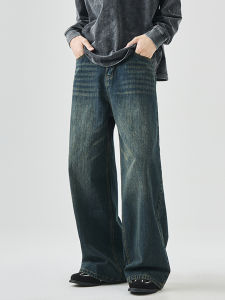Vintage High Waist Straight Leg Loose Fit Jeans Mens Trendy Brand American Style Floor-Length Casual Wear Winter Jeans