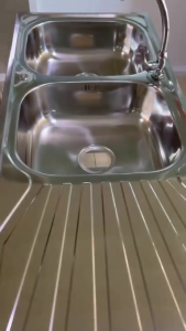 【Damage compensation】304 Stainless Steel Kitchen Sink 125*55*85CM Lababo Stainless Sink Complete Set With Faucet Double Sink Vertical Sink Wash Basin Wash Vegetable Basin