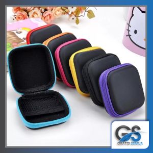 Gratis Semua - Wadah Earphone / Dompet Headset & Koin Petak / Pouch 2 Warna Persegi / Earphone Pouch Serbaguna