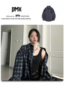 American Retro Loose Gingham Shirt Women's Spring & Autumn Long Sleeves Sun Protection Oversize Couple Plaid Outwear