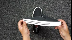 Raigar Sepatu sandal Bustong slop Pria Wanita Simpel Kanvas Tebal hitam karet Anti Licin Termurah