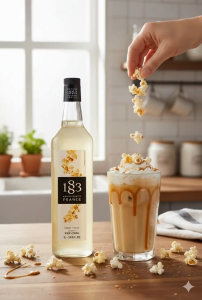 1883 MAISON Routin Popcorn Syrup 1L - Gourmet French Syrup for Coffee Milk Tea & Desserts