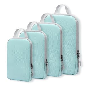 4pcs Compression Packing Cubes Set Travel Luggage Organizer Bags with Waterproof Handle Space-Saving Compression Storage Pouches
