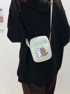 EchoBliss กระเป๋าผ้าใบขนาดเล็กสำหรับลูกสุนัขกระเป๋าสี่เหลี่ยมใบเล็กสะพายข้างแบบลำลองสำหรับนักเรียนรุ่นใหม่กระเป๋าสะพายไหล่แฟชั่นสไตล์เกาหลี