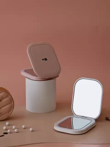 Easyhome.sg Portable Tri-Color LED Makeup Mirror | USB Rechargeable | Dual-Sided 2X Magnifying Mirror