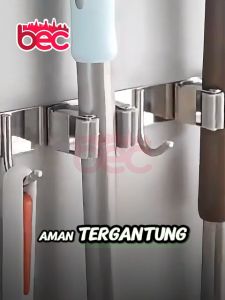 [BEC] Penjepit Gantungan Sapu Pel Dinding Stainless 304 SUS Anti Karat / Kapstok Gantungan Kamar Mandi / Holder Hook Kail Sapu Pel