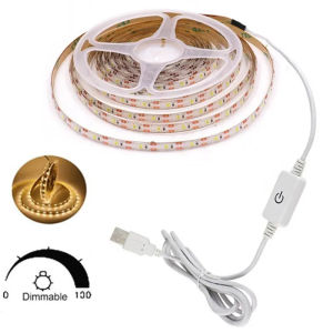 LED Lights Strip 2835 With Touch Dimmer Flexible Diode Tape 5V USB Powered For DIY Backlight Mirror Stair Cabinet Room Decor