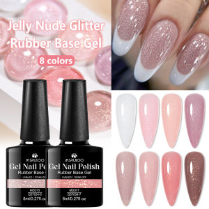 8ml Jelly Nude Rubber Base Gel Polish Sparking Glitter Semi Permanent Soak Off UV LED Varnish DIY Nail Art Salon Manicure