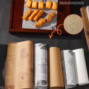 50 Tờ Giấy Thấm Dầu Kiểu Báo Cho Gia Đình Dùng Cho Gà Chiên Làm Bánh Mì - Giấy Chống Dầu Giấy Tách Bánh Mì Khi Nướng
