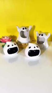 Gạt tàn con ma vui vẻ chất liệu gốm sứ kiểu dáng Halloween - T0488