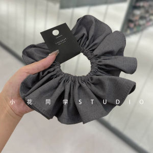 Elegant Double Layer Grey And Cappuccino Bow Hair Ties British Style Fashionable Satin Hair Bands Stylish Hair Rings