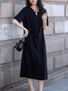 DAIXIANGFEIZI | Summer New Large Size Short Sleeve Petite Bestselling A-line Elegant Midi Dress