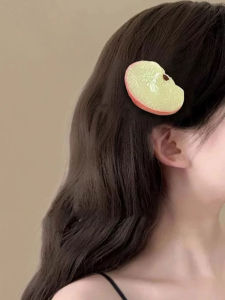 Adorable Simulated Green Apple Slice Hair Clips Side Clips Duckbill Womens New 2025 Fresh out Fashion Hair Accessories