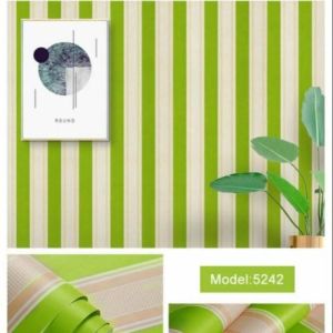 Wallpaper Dinding Salur Hijau Ukuran 45 Cm x 10 Meter